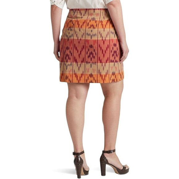 NWT $145 LAUREN Ralph Lauren Plus SIZE Skirt  Geo-Motif Cotton-Linen Wrap - Picture 12 of 12